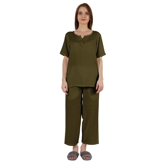 Inkmeso Ensemble de Pyjama à Manches Courtes pour Femmes T-Shirt Henley & Ensemble de Pyjama