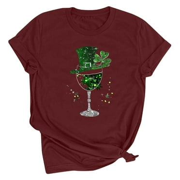 ZZwxWA Short Sleeve St. Patrick's Day Tops for Women Irish Lucky Clover Shamrock T-Shirts Loose Crewneck Festival Graphic Tees