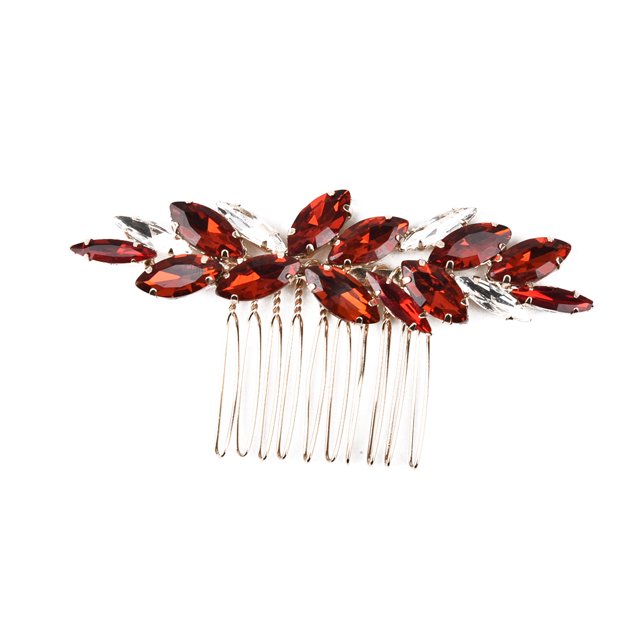 Zhuge Horquillas para el pelo de boda con flores para novias, peinetas con perlas de cristal,joyas con diamantes de imitación para novias, damas de honor y mujeres (rojo)