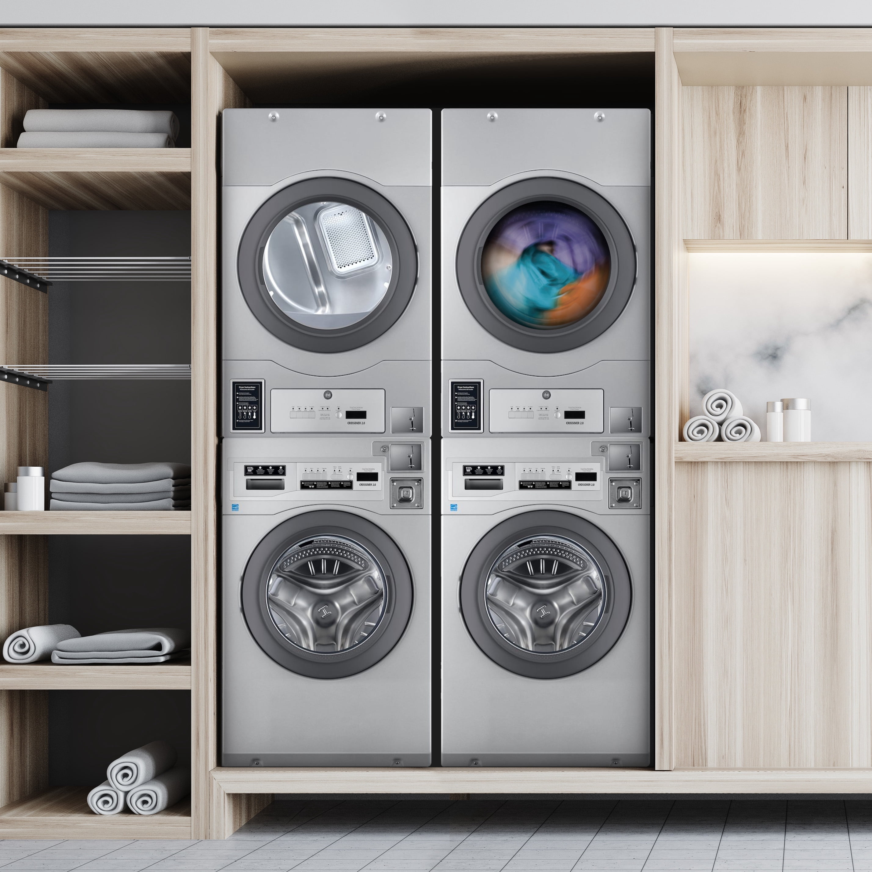 Crossover 2.0 Coin-Operated Washer and Gas Dryer Stack, WASHERGDRYERSTACK