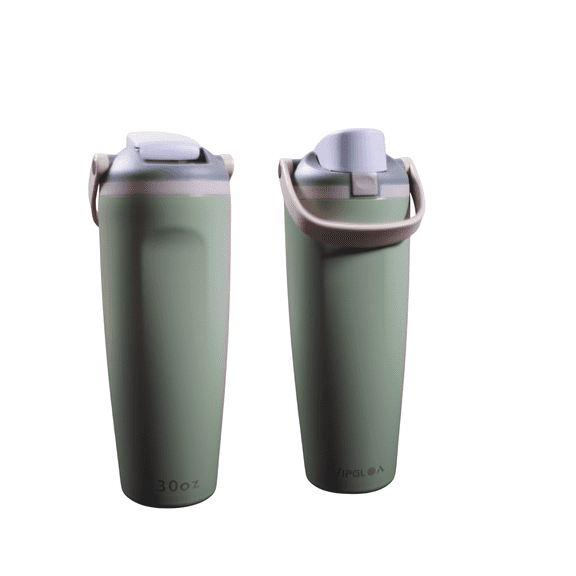 30oz Thermal Insulated Stainless Steel Water Bottle with Straw and Handle, BPA-Free, Leak-Proof, Hot & Cold Travel Tumbler- Green