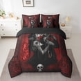 thumbnail image 2 of 7Pcs Skull Couple Full Comforter Set,Kissing Lovers Skeleton Bedding Sets,Vintage Rose Flower Bed In A Bag,Gothic Spooky Lover Quilt with Flat Fitted Sheet Valentine'S Day Bedroom Decor, 2 of 5