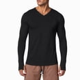 thumbnail image 4 of XuJwPNcy Men's T Shirts Long Sleeve Tops with Thumbhole Soft Casual V Neck Basic Tee(Black,XX-Large), 4 of 7