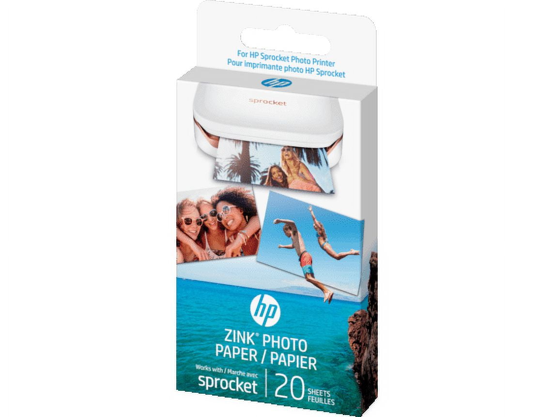 Papier Photo HP Sprocket 2x3 ZINC 5x7,6cm - Pack de 20 feuilles