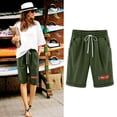 thumbnail image 1 of Puntoco Pantalones Cortos De Verano Mujer Moda 2024 Pantalones Cortos De Mujer Algodón Y Lino Estampado De Moda Cintura Elástica Pantalones De 5 Pulgadas Cordón Pantalones Cortos De 5 Pulgadas, 1 of 4