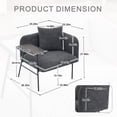 thumbnail image 4 of Modern Accent Chair with Back Pillow and Side Table, Upholstered Single Sofa Armchair with Iron Legs and Storage Pockets, Dark Gray Seating for Living Room Reception, 4 of 11