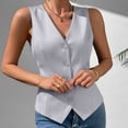 thumbnail image 2 of Vest Sleeveless V Neck Button Front Solid for Women Sunny Weekend Seasonal Favorite Casual Dressing Daily Commute Everyday Outfit Season Shift Summer Outfits, 2 of 6
