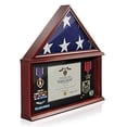 thumbnail image 2 of Reminded Large Military Shadow Box Memorial Flag Display Case fits 5' x 9' Flag, Solid Wood Mahogany Finish, 2 of 4