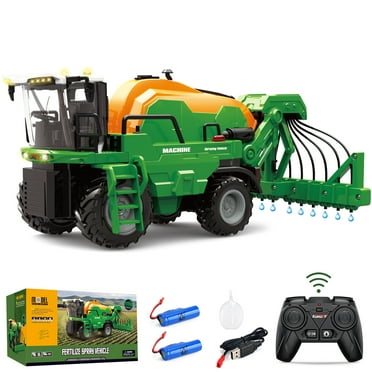 1:24 RC Farm Tractor Toy, 6 Channels RC Watering Truck and Trailer with Lights for Irrigate Crops, Toddlers Farm Vehicle Toys for 3 4 5 6 7 8 9 Year Old Boys Girls Birthday Gift