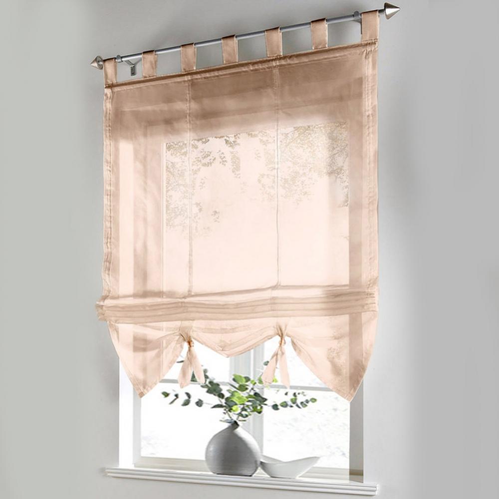 1pc Roman Window Blinds, Semi Sheer Short Curtain Balloon Shades Light