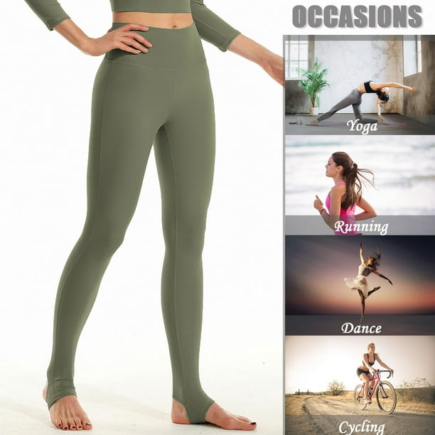 Amdohai Women's Stirrup Leggings Quick Dry High Waist Push Up Tights Long Yoga  Pants for Sport Fitness Running 