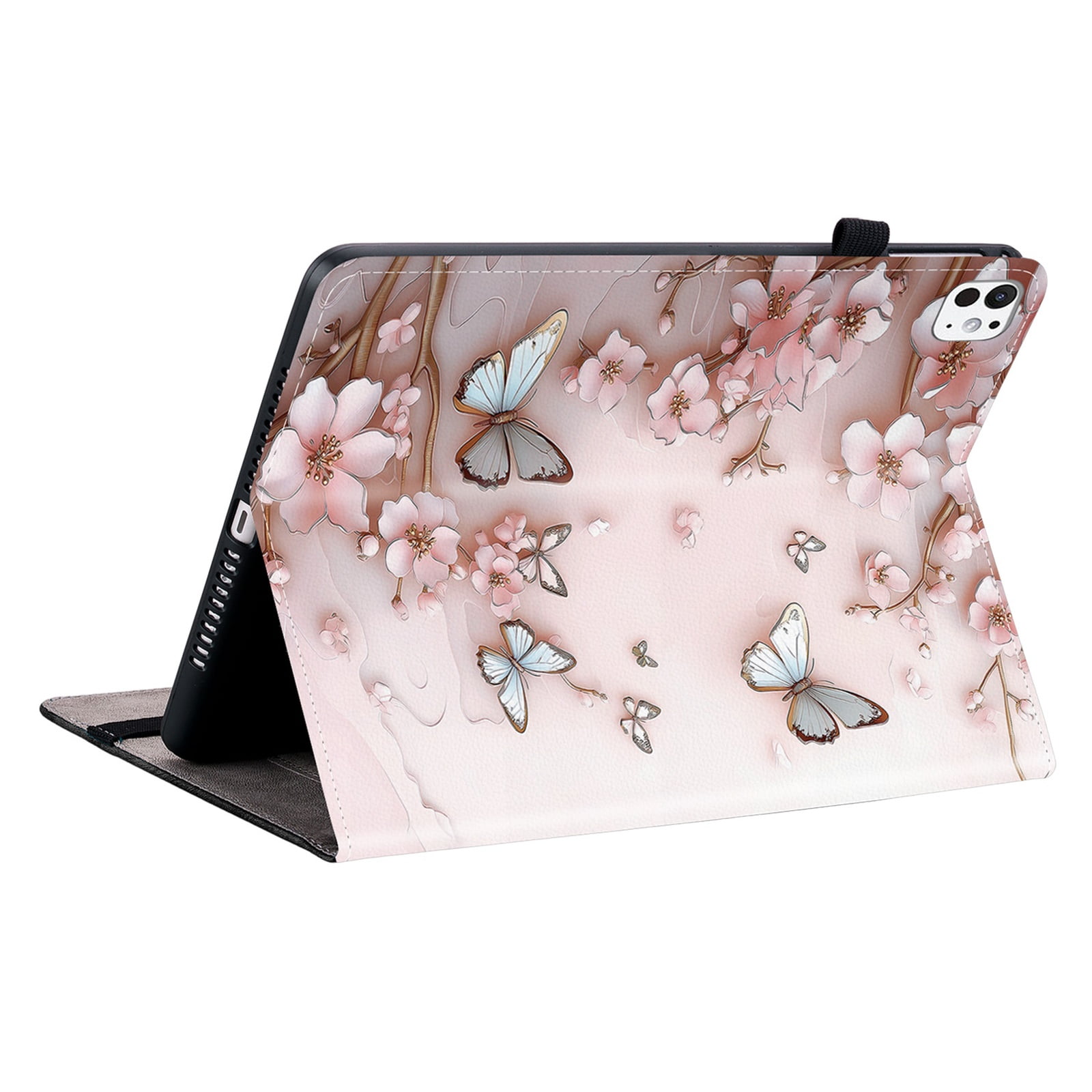 For iPad A16 11th Generation Case 11" 2025, iPad 10th Gen Case 2022, Premium PU Leather Flip Cover Stand Cover with Cards Slots Pencil Holder Shockproof TPU Inner Case for iPad 11 10, Pink Butterfly