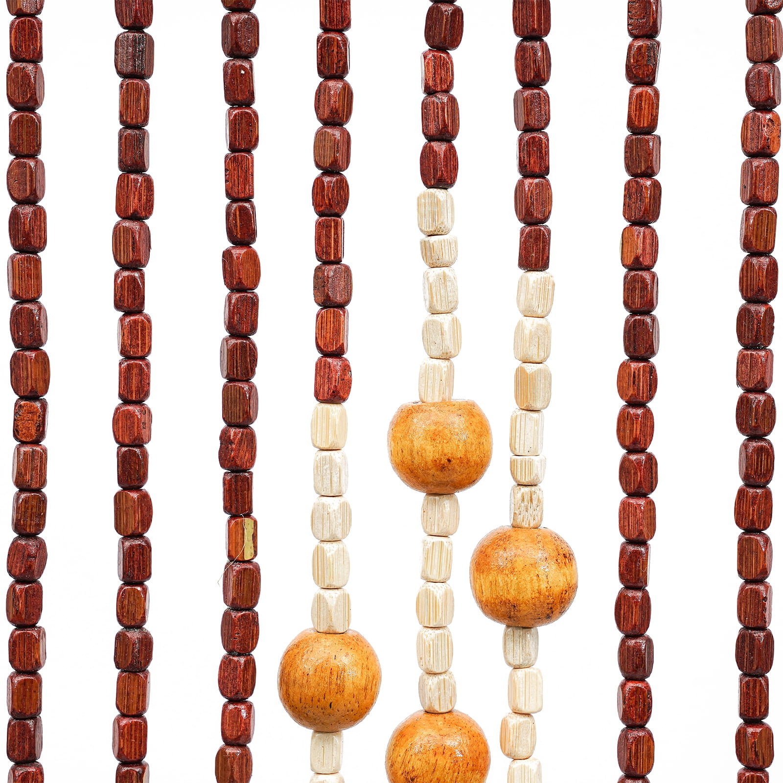 Dwellnix Bamboo Beaded Curtain - Handmade Wooden Beads with Cotton Thread, Stylish Zigzag Design for Doorway or Bedroom, Adds Privacy & Cultural Aesthetic