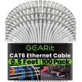 thumbnail image 1 of Cable Ethernet GEARit Cat6, paquete de 100, 15 cm, 10 Gbps, RJ45, 1 of 8