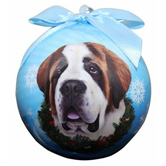 "Saint Bernard Christmas Ornament" Shatter Proof Ball