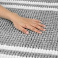 thumbnail image 3 of Unique Bargains Striped Bathroom Rugs Soft Fluffy Chenille Bath Rugs Grey 20" x 32", 3 of 7