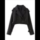 thumbnail image 4 of Chaqueta Corta de Ciclismo para Mujer, Gabardina Informal Cruzada con Cinturón Negro M, 4 of 10