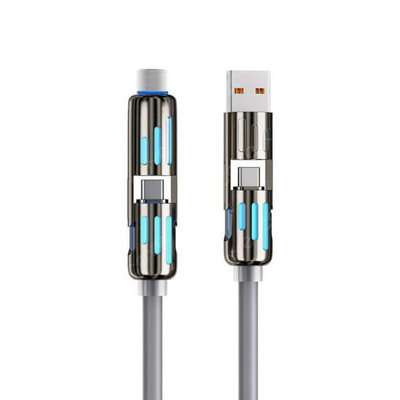 4-in-1 USB-C Fast Charging Cable, 240W PD Charger with Breathing Light, Durable Silicone Material - Compatible with Phones/Tablets/Laptops