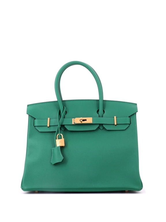Pre-Owned Birkin Handbag Vert Vertigo Epsom with Gold Hardware 30 By Rebag