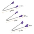 thumbnail image 2 of Mini Food Tongs 14cm Pattern Shape Stainless Steel with Silicon Tips, Purple, 2 of 6