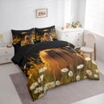 thumbnail image 3 of jejeloiu Cute Daisy Floral 7-Piece Bedding Comforter Set,Brown Capybara Kapibra King Bedding Sets,Rustic Plant Bed Sheets For Boys Girls,Microfiber Bedroom Decor Reversible, 3 of 8
