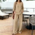 thumbnail image 2 of Lounge Sets for Women Women's 2 Piece Linen Sets Summer Two Piece Outfits 3/4 Sleeve Tops Casual Dress Lounge Capris Pants Set Travel Outfits QURATI Xl, 2 of 4