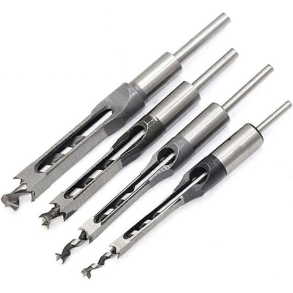 4pcs Chisel Set Square Hole Drill Bits(1/4 -1/2 - 5/16 - 3/8 inch)