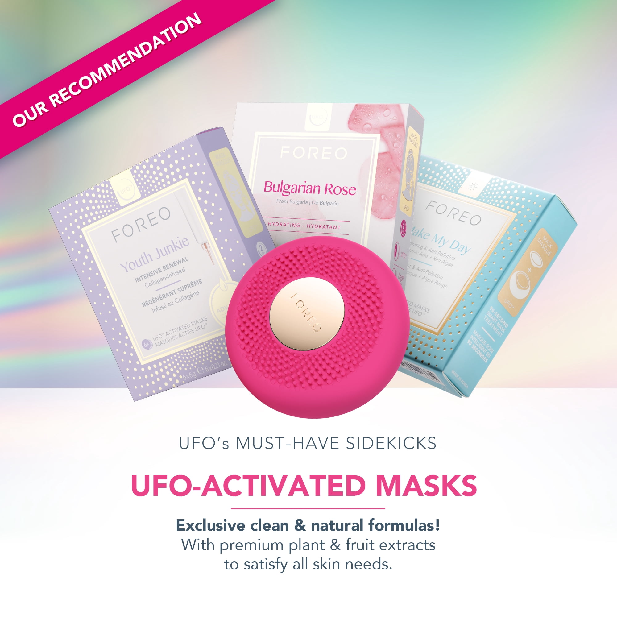 FOREO UFO 3 LED – Silicone Facial Treatment Device with T-Sonic & Mask Care Features
