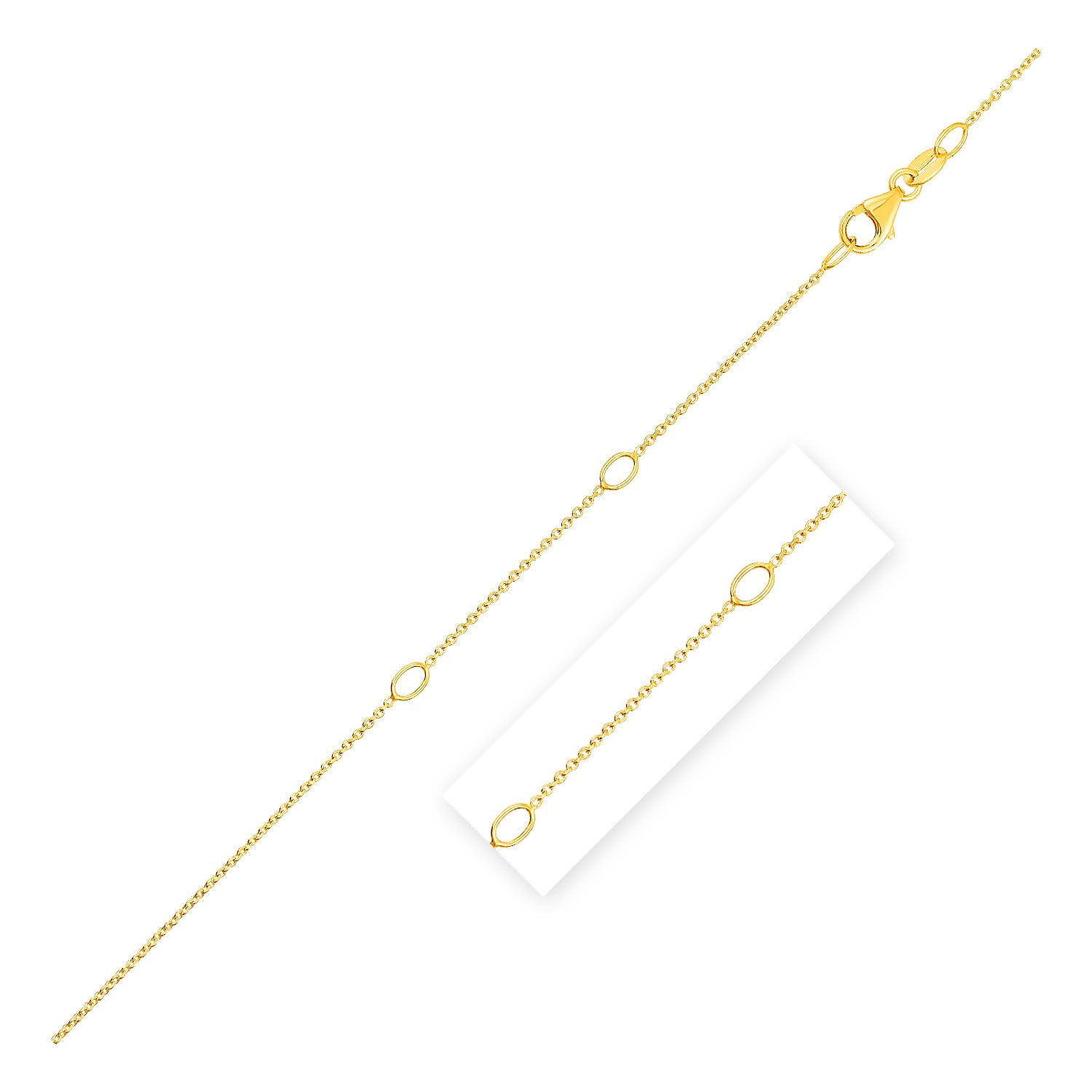 Peora 14K Yellow Gold Raso Style Chain Necklace 1.0mm 16 20 inches 18