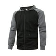 thumbnail image 2 of Zip Up Hoodies for Mens Color Block Sweatshirts Waffle Jackets Zipped Hoodie Spring Fall Long Sleeve Tops Casual Hooded Pullover Drawstring Hoody Outwears for Sports Running, 2 of 4
