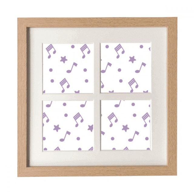 Cadre Mural avec Notes de Musique Étoiles Violettes pour Table avec 4 Ouvertures pour Photos