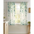 thumbnail image 4 of Green Sheer Curtains 45 Inch Length 2 Panels Set for Living Room/Bedroom, Eucalyptus Leaves Kitchen Curtains with Grommet Semi-Sheer Curtains Drapes Voile Window Treatments 42"x45"x2, 4 of 7