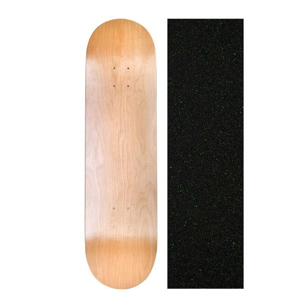 Cal 7 Blank Skateboard Deck with Mob Green Glitter Grip Tape | Maple Deck  for Skating (8.5 inch, Natural)