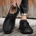 thumbnail image 5 of Men's Casual Loafers Leather Vintage Formal Flat Shoes Lightweight Driving Shoes Non-Slip Work Walking Shoes Black 7 US, 5 of 7