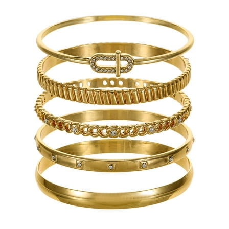 Time and Tru Goldtone Bangle Bracelet Set, 5 Bracelets