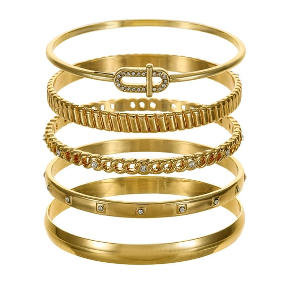 Time and Tru Goldtone Bangle Bracelet Set, 5 Bracelets