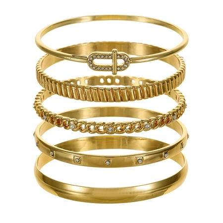 Time and Tru Goldtone Bangle Bracelet Set, 5 Bracelets