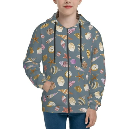 

Hoodies for Teen Girls Boys Conch Shells Print No.9046 Long Sleeve Youth Kids Essentials Zip Up Hoodie Lghtweight Fashion Hoodies & Sweatshirts Jacket Fall Winter Outfits Tops