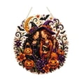 thumbnail image 2 of Autumn Halloween Diamond Art Craft Kit, Double Sided Acrylic Suncatcher with Witch Pumpkin Bat Floral Pattern, 5D Special Shaped Gem Hanging Ornament for Indoor Decor, 2 of 7