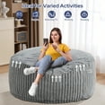 thumbnail image 5 of Avocahom 5FT Bean Bag Chair,High Rebound Memory Foam Filled Bean Bag Chair for Adult,Removable and Machine Washable Cover,Giant BeanBag for Living Room Bedroom,Grey, 5 of 6