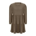 thumbnail image 6 of Tdoqot Womens Cotton Dresses with Pockets- Long Sleeve Stretch Ruffle Casual Midi Dress Spring Dresses Brown Size S, 6 of 8