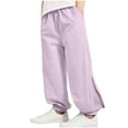 thumbnail image 2 of Hvobtty Toddler Sports Long Pants, Toddler Fall Pants, Children's Solid Color Breathable Thin Mosquito Proof Pants Mid Size Children's Summer Pocket Pants Purple 14-15 Years, 2 of 3