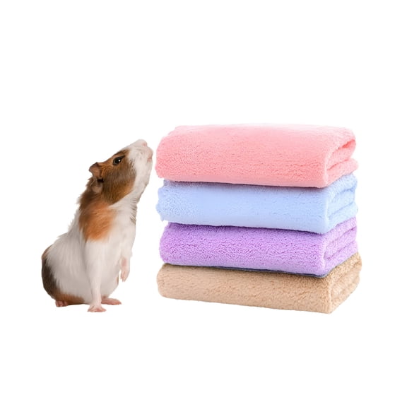 BESTSKY 4PCS Pet Cage Liners Fleece Liner Guinea Pig Fleece Bed Mat Rectangular Soft Warm Plush Pillow Hamster House Nest Blanket Hedgehog Guinea Pig Small Animals Pet Supplies