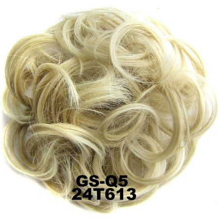 Real 100 Human Hair Extension Wrap Messy Hair Bun Curly Heat