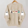 thumbnail image 7 of TKLPEHG Womens Halloween Sweatshirt 2026 Fashion Bookish Reading Ghost Graphic Sweatshirt For Book Lover Long Sleeve Crewneck Funny Pullover (Beige,M), 7 of 7