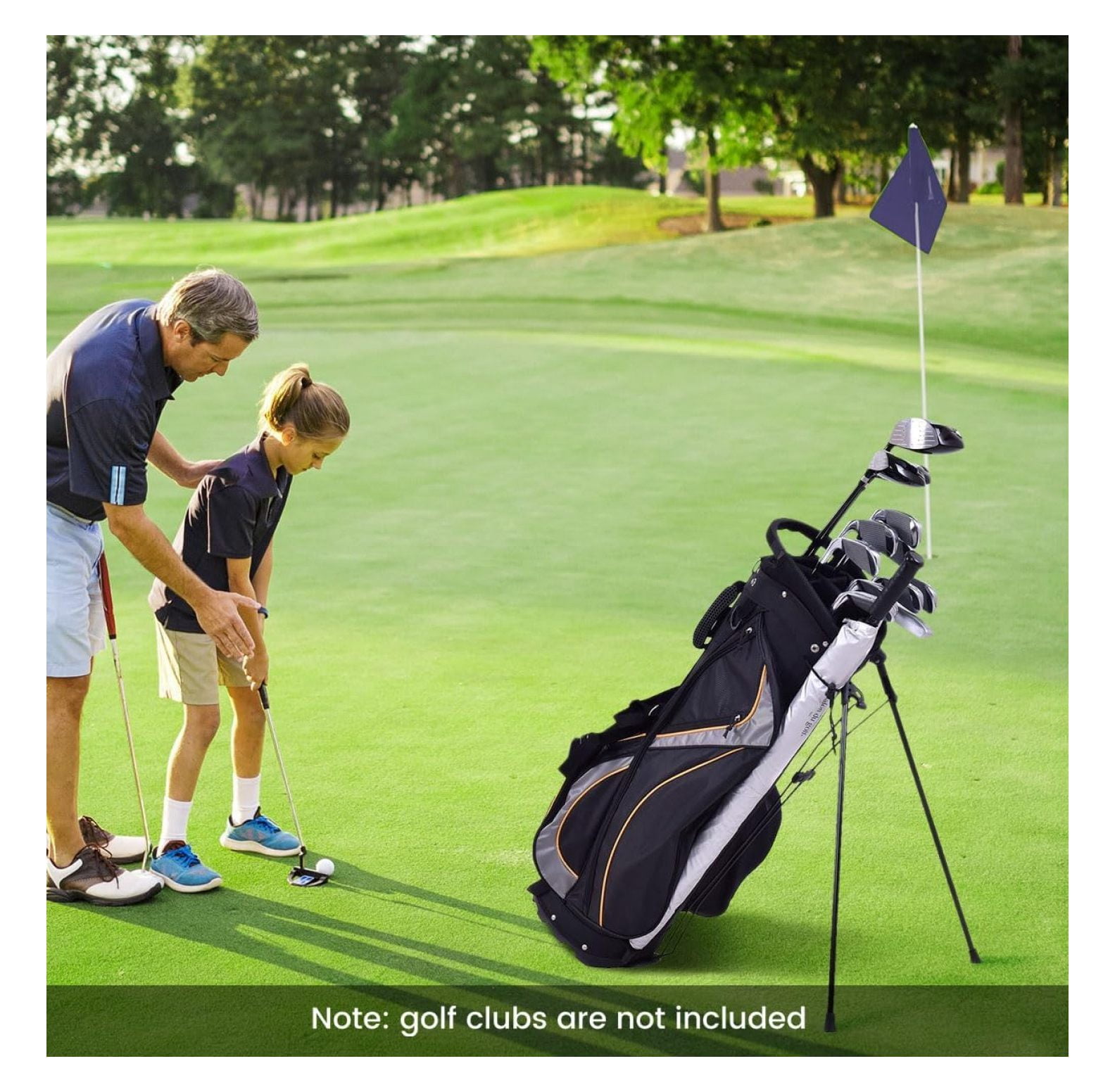 Golf Stand Bag with 8 Way Top Dividers, Golf Club Bag with Cooler, Rain Hood, 7 Pockets, 3 Handles, Dual Adjustable Shoulder Straps & Umbrella Holder, Lightweight Golf Bag for Men Women