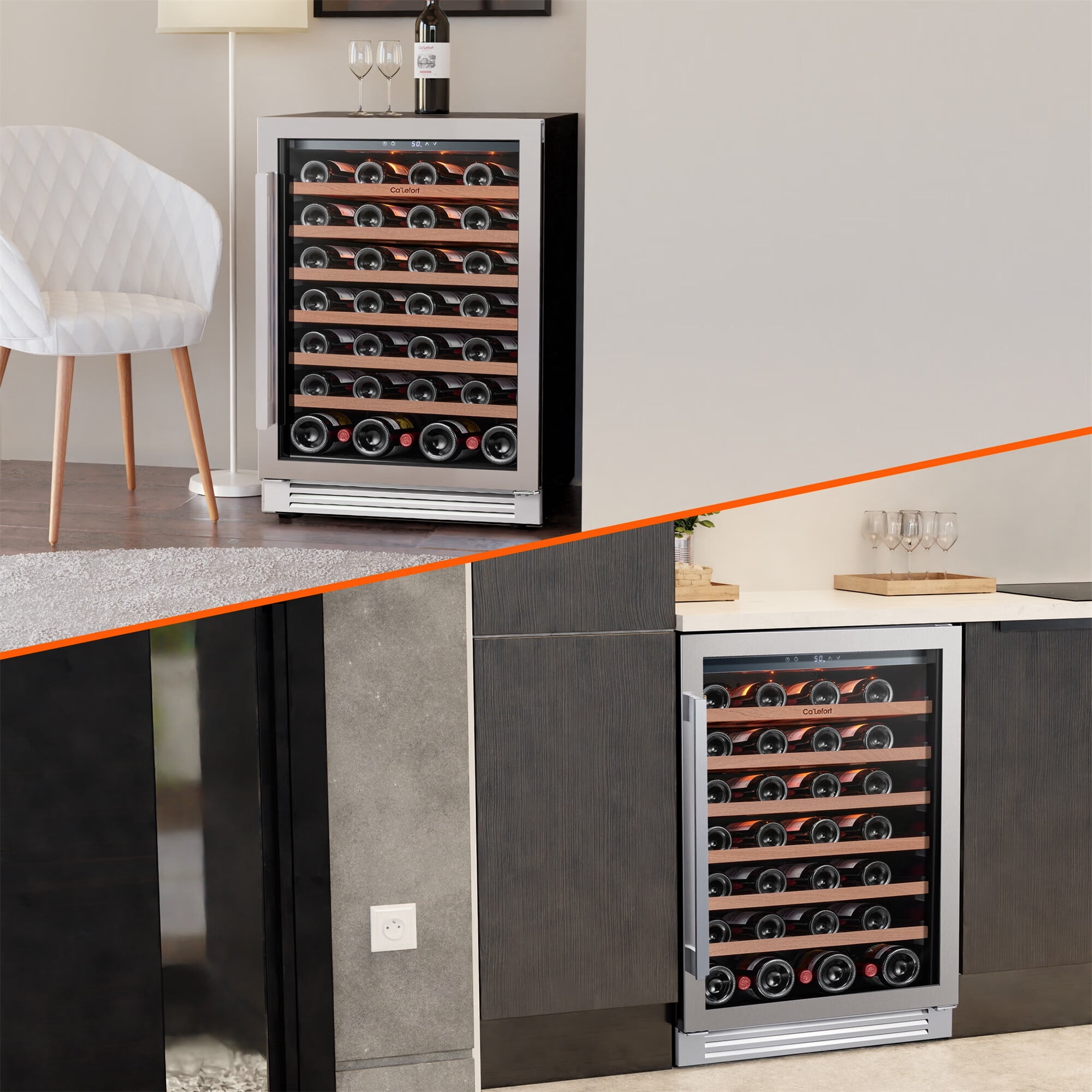 Ca'Lefort 24 inch Wine Refrigerator, 54 Bottles Wine Cooler with Stainless Steel Frame for Home