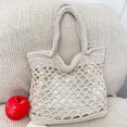 thumbnail image 4 of AJGRHE Crochet Beach Bag for Women - Woven Boho Purse Knitted Shoulder Bag for Summer Vacation Beachy Travel Pool White2, 4 of 4