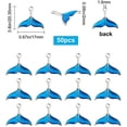 thumbnail image 2 of 50Pcs Fish Tail Charm Blue Mermaid Whale Dolphin Fishtail Sea Animals Ocean Alloy Enamel Pendants Silver Plated for Jewelry Making, 2 of 5