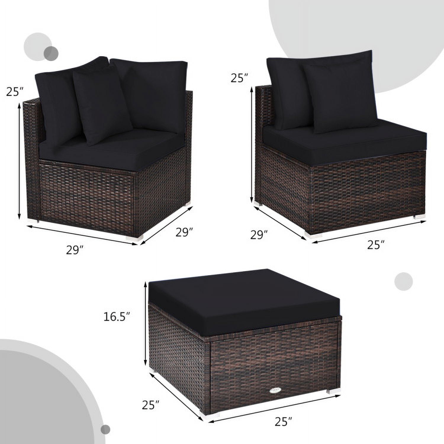 Aimee Lii 4 Pcs Ottoman Garden Deck Patio Rattan Wicker Furniture Set Cushioned Sofa, Outdoor Deck Furniture, Black Aimee Lii 4 Pcs Ottoman Garden Deck Patio Rattan Wicker Furniture Set Cushioned Sofa, Outdoor Deck Furniture, Black